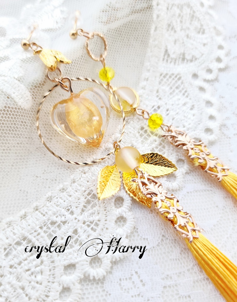 【鬼灯結晶の耳飾り】~金光の鬼灯~