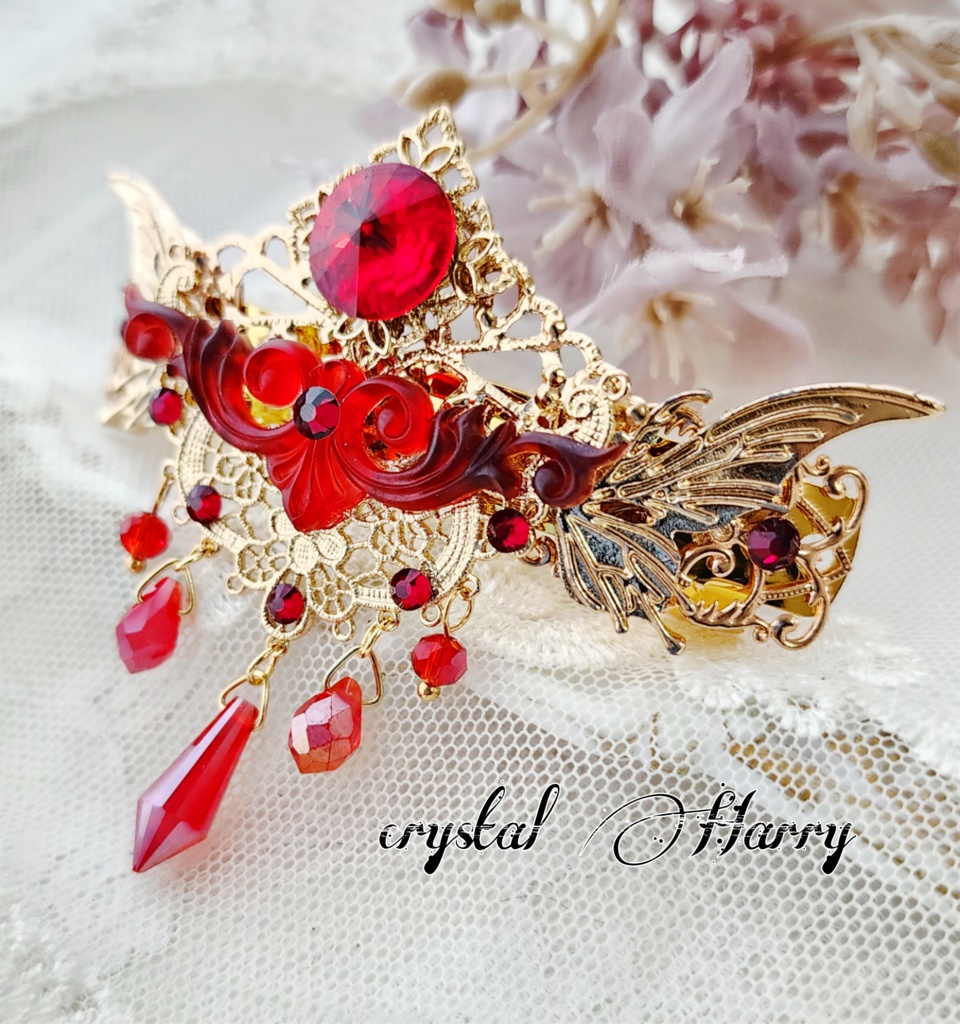 【蝶雫雅の髪飾り】~炎~バレッタ