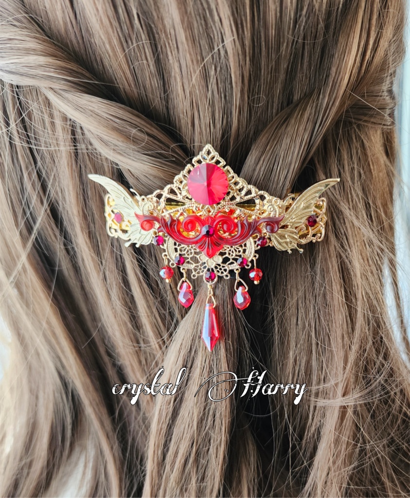【蝶雫雅の髪飾り】~炎~バレッタ