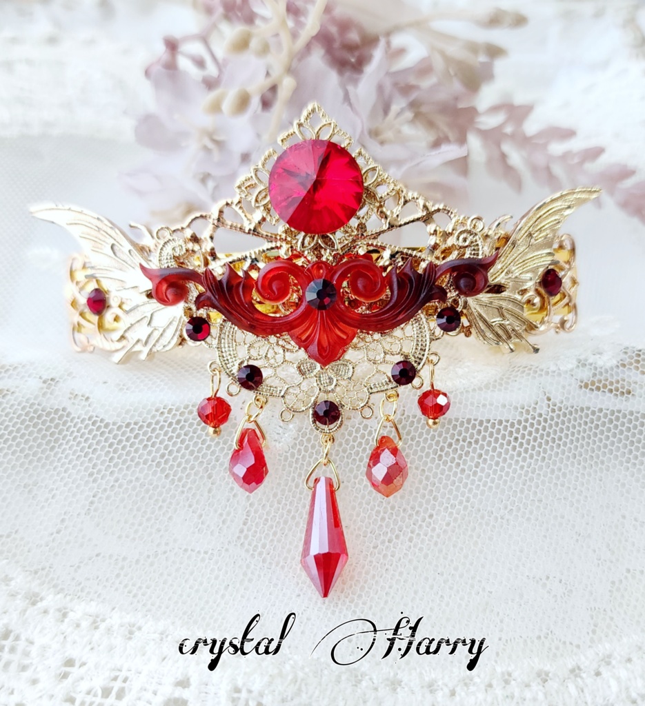 【蝶雫雅の髪飾り】~炎~バレッタ