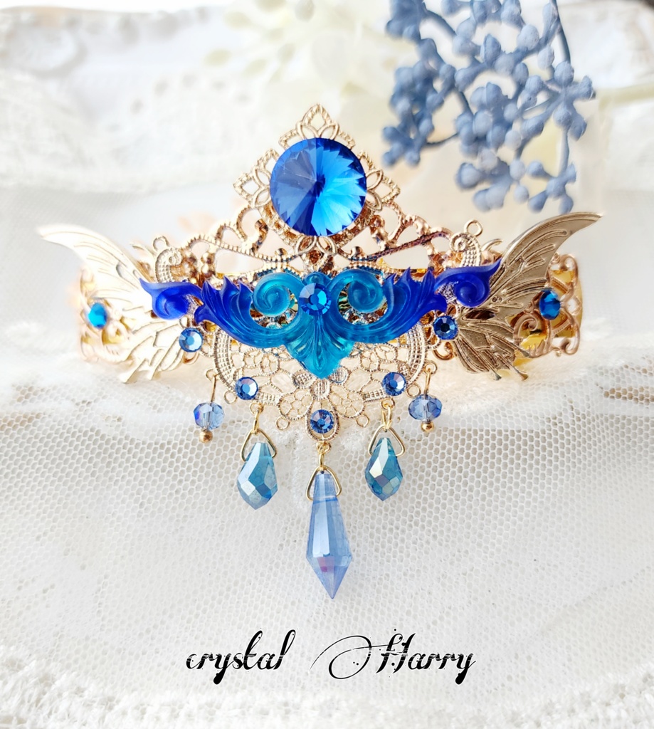 【蝶雫雅の髪飾り】～水～バレッタ