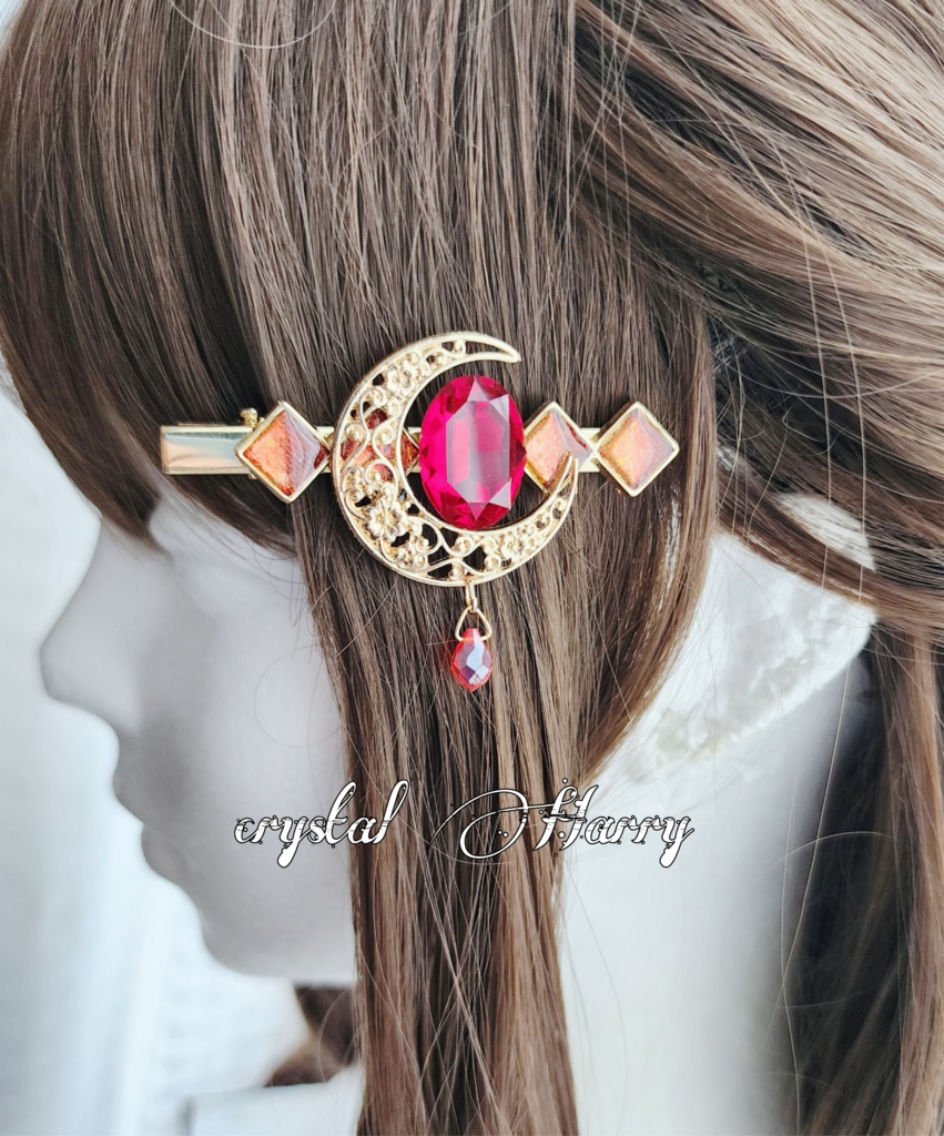 【月輝石の髪飾り】~紅月~ヘアクリップ