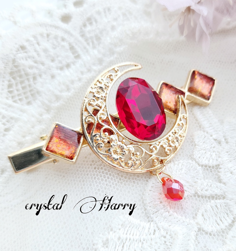 【月輝石の髪飾り】~紅月~ヘアクリップ