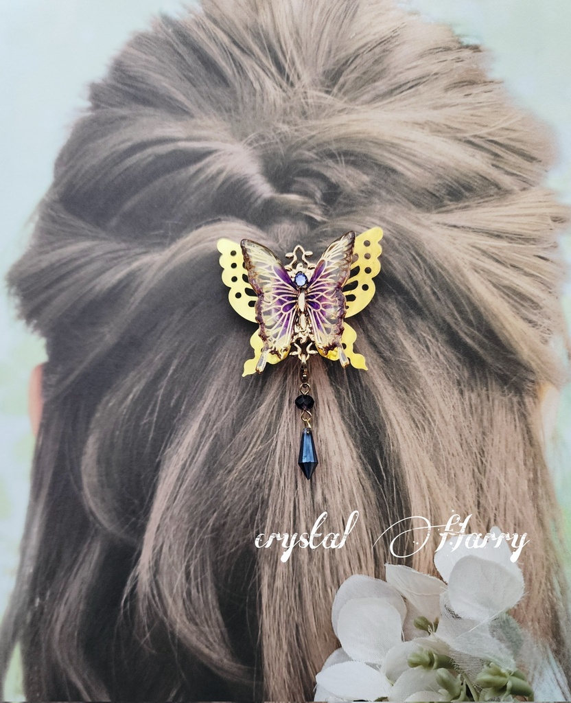 【水銀灯の髪飾り】~金淡紫~ポニーフック