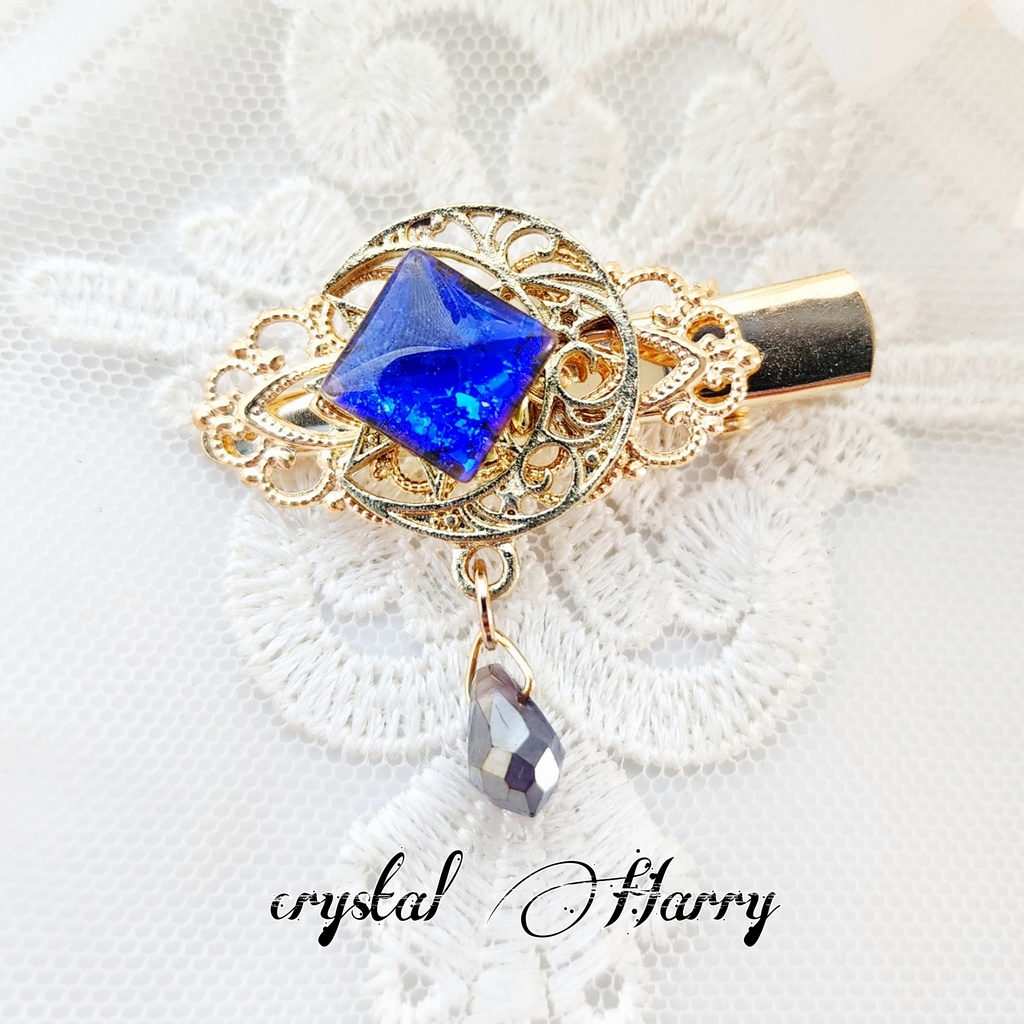 【小夜空の髪飾り】～蒼紫～ミニヘアクリップ