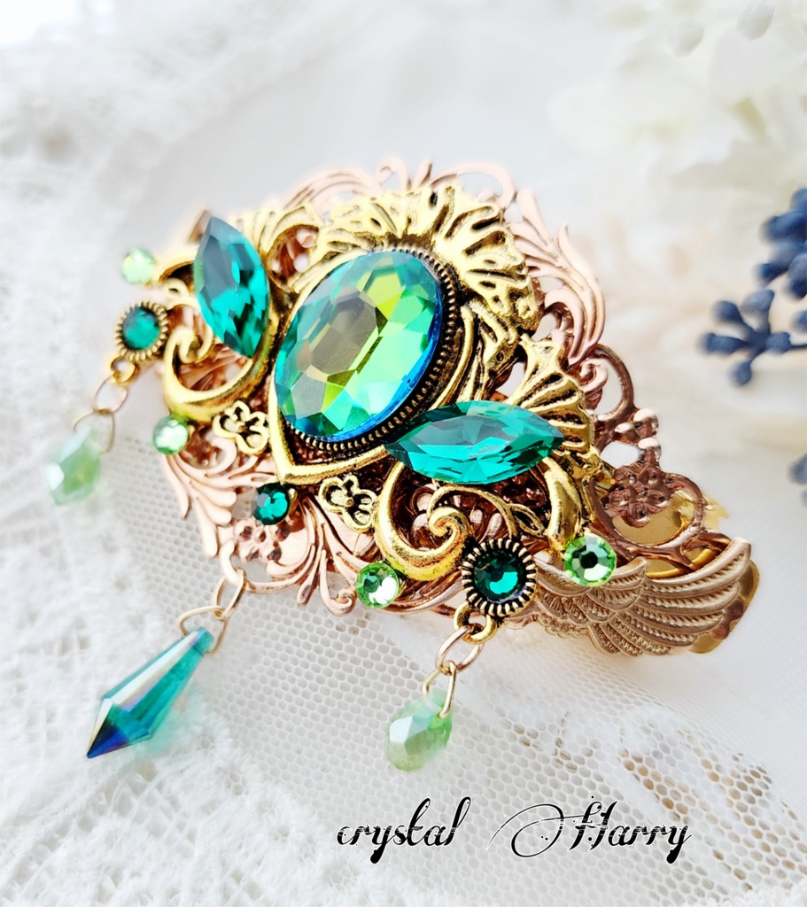 【宝石魔法の髪飾り~金翼~】~風凪~バレッタ