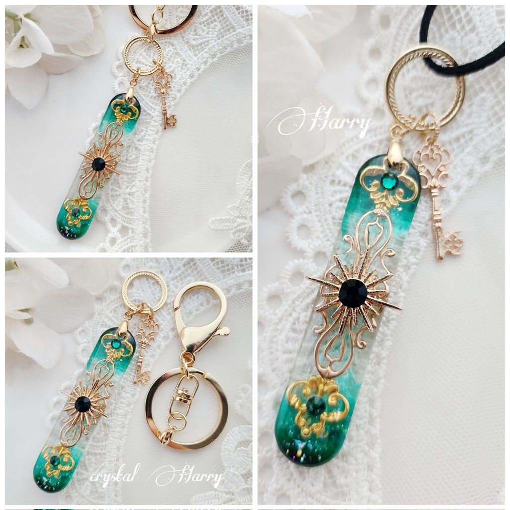 【魔法鍵の装飾品】～エメラルド～ネックレス＆キーリング