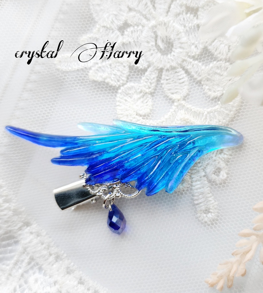 【透羽の髪飾り】～蒼水～ヘアクリップ