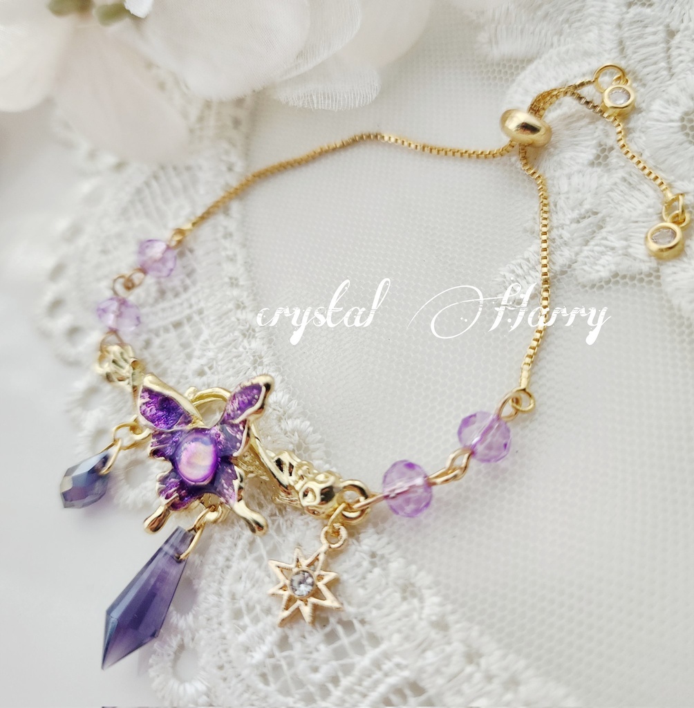 【宝石蝶の装飾品】~金紫蝶~ブレスレット