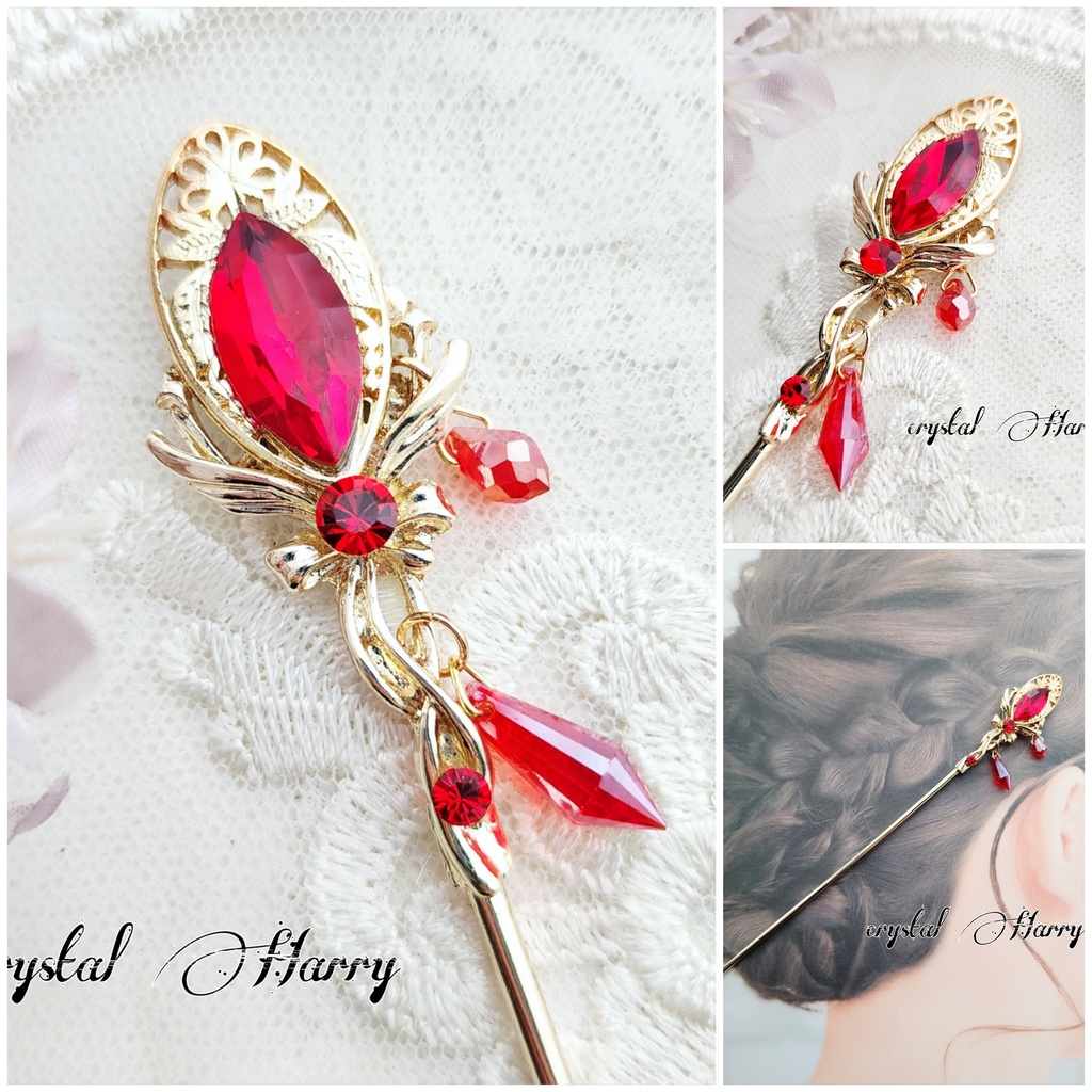 【結び魔女の魔法杖】～紅～かんざし