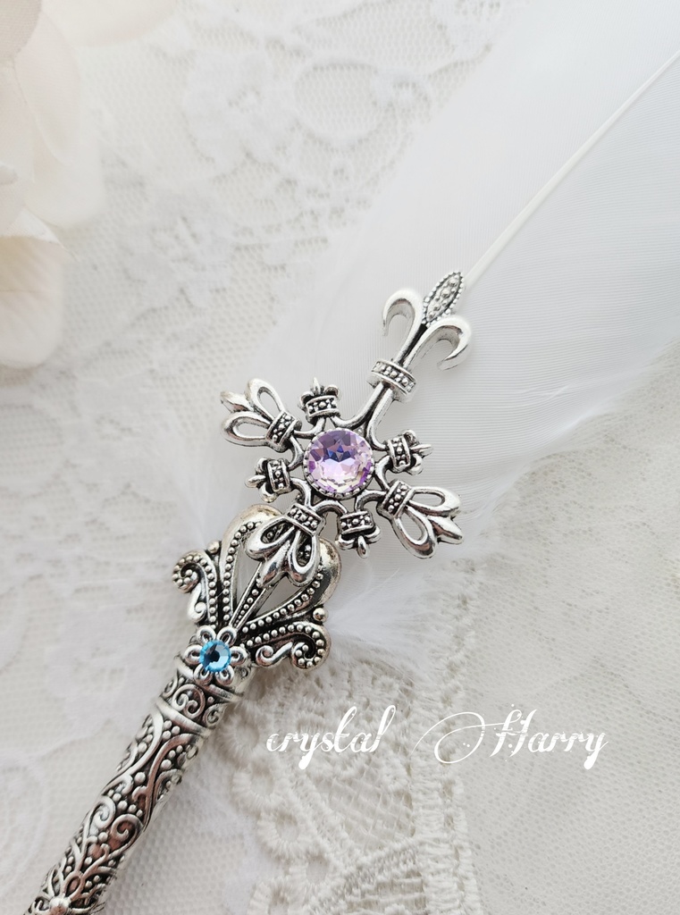 【紬物語の十字ペン】~白~羽根ペン