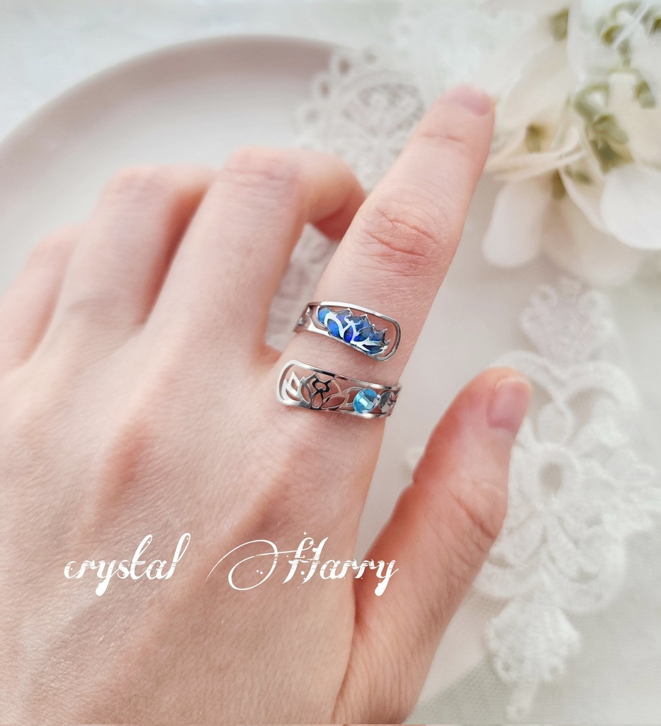 【蓮華の指輪】~銀水蒼~