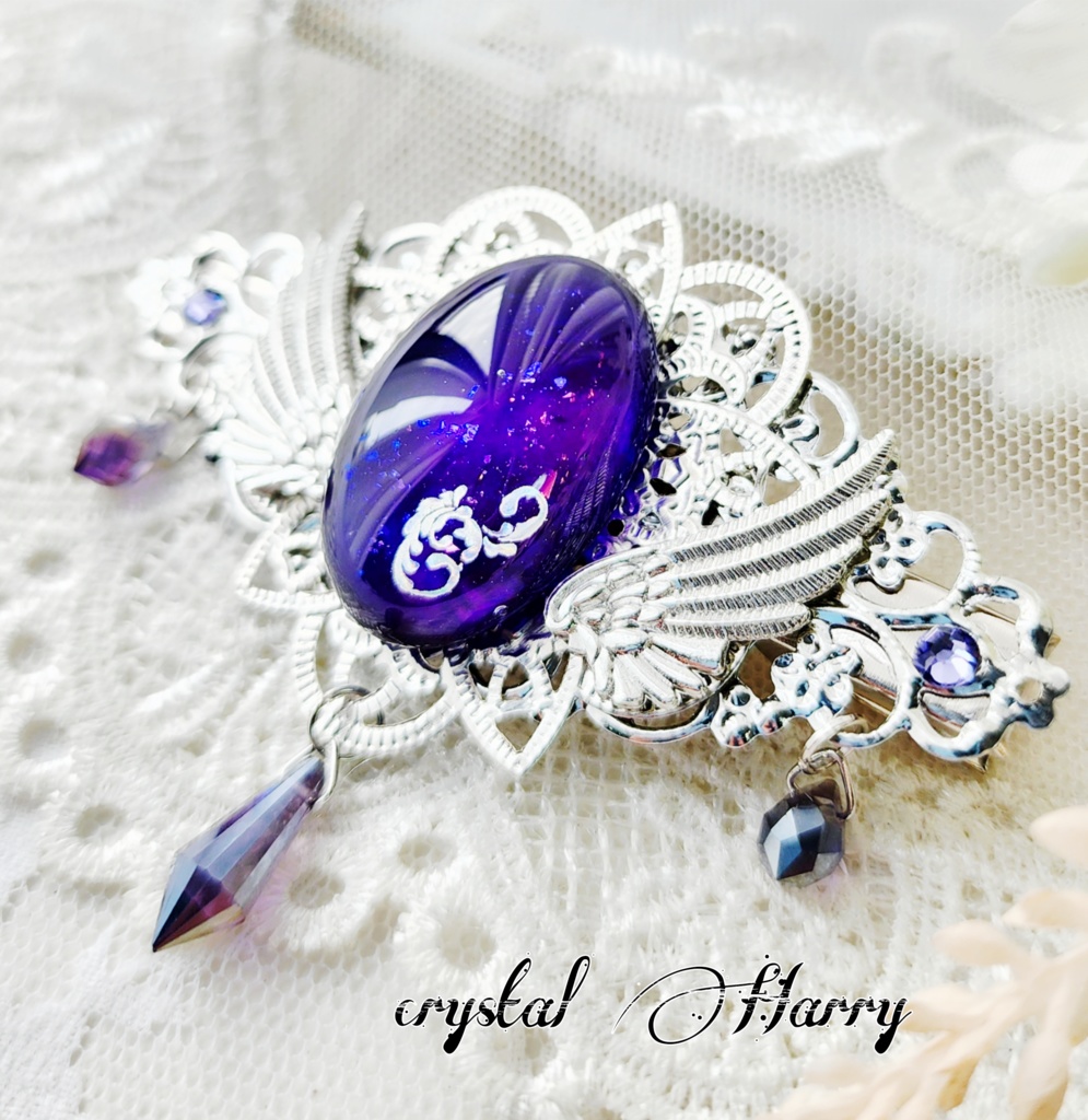 【翼月蔦の髪飾り】~紫紺~ヘアクリップ