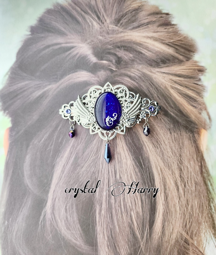 【翼月蔦の髪飾り】~紫紺~ヘアクリップ