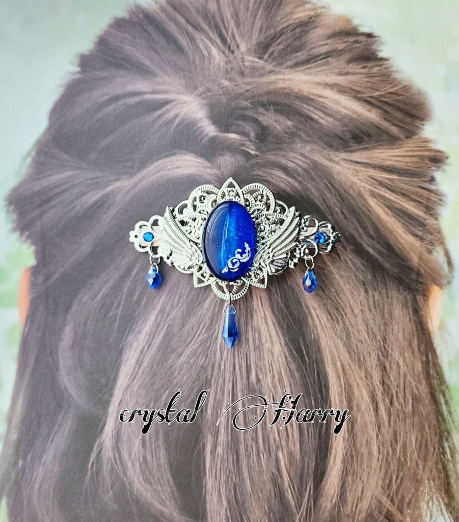 【翼月蔦の髪飾り】~青藍~ヘアクリップ