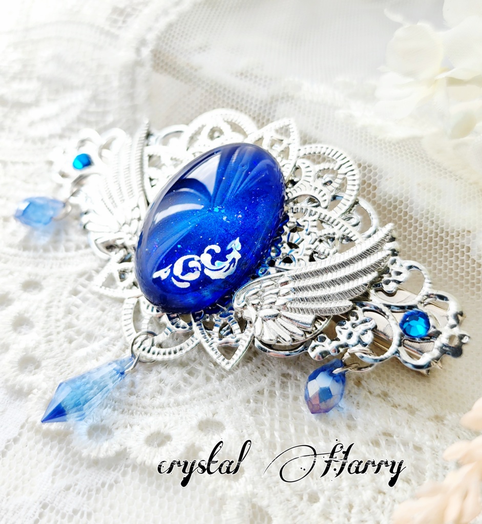 【翼月蔦の髪飾り】~青藍~ヘアクリップ