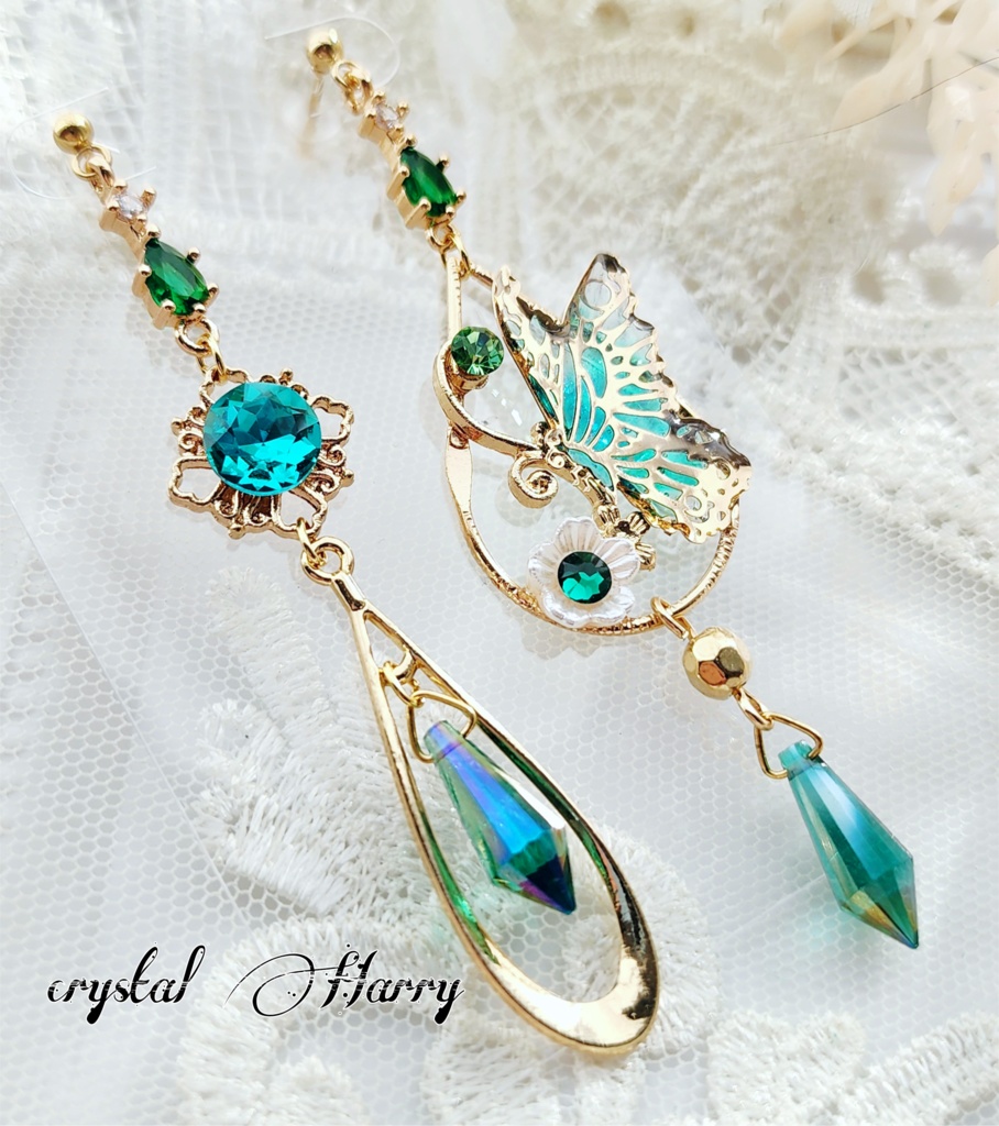 【華蝶雫の耳飾り】~翠~