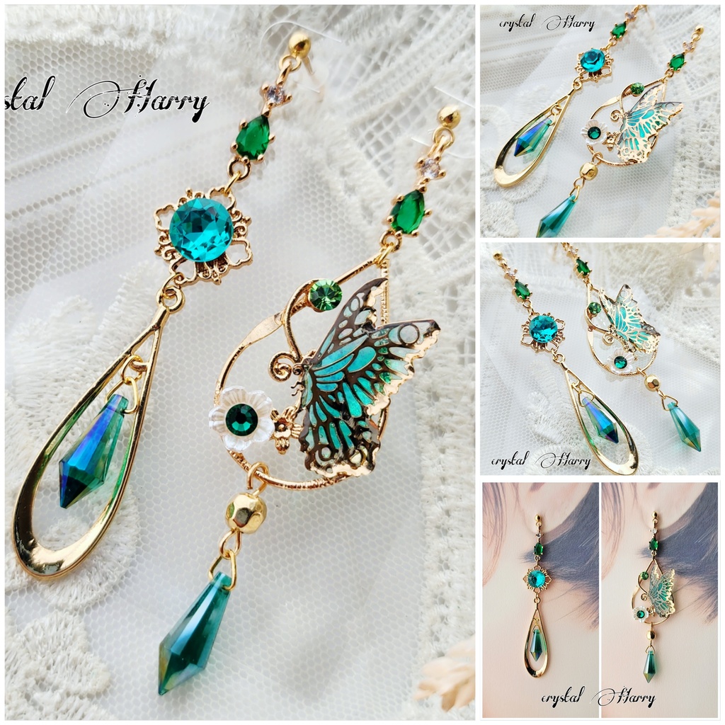 【華蝶雫の耳飾り】～翠～