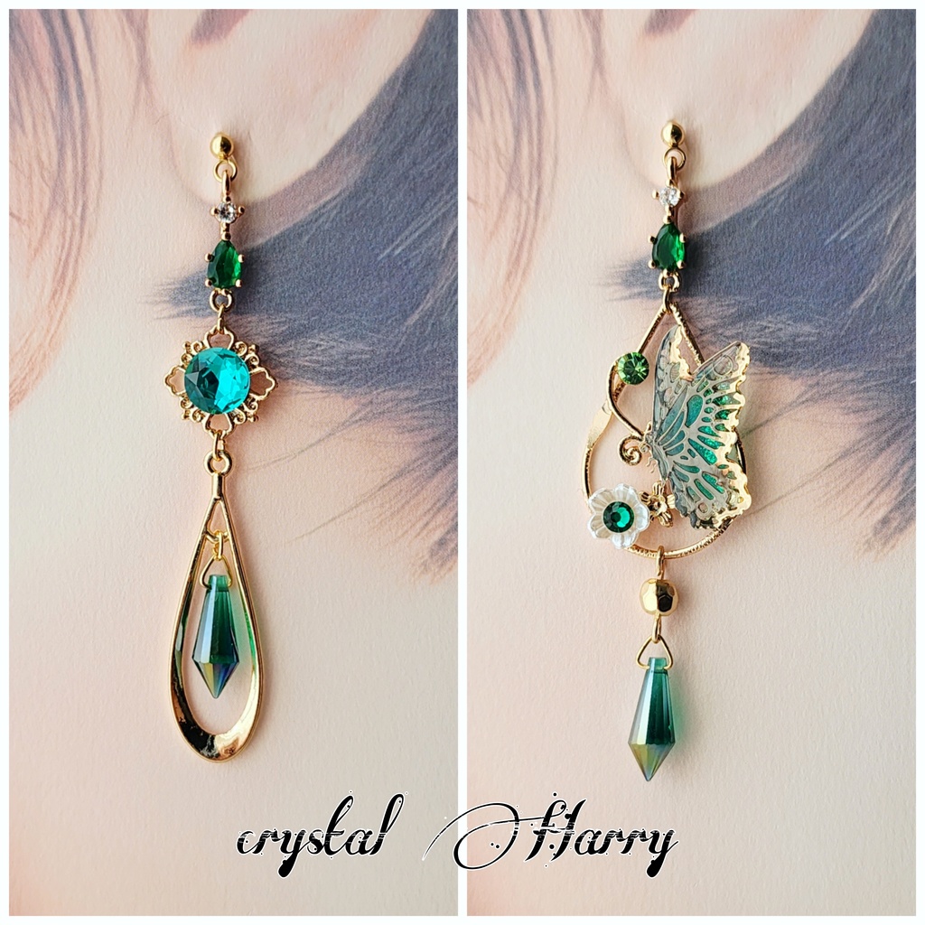 【華蝶雫の耳飾り】~翠~