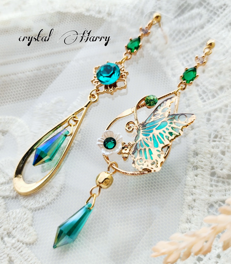 【華蝶雫の耳飾り】~翠~