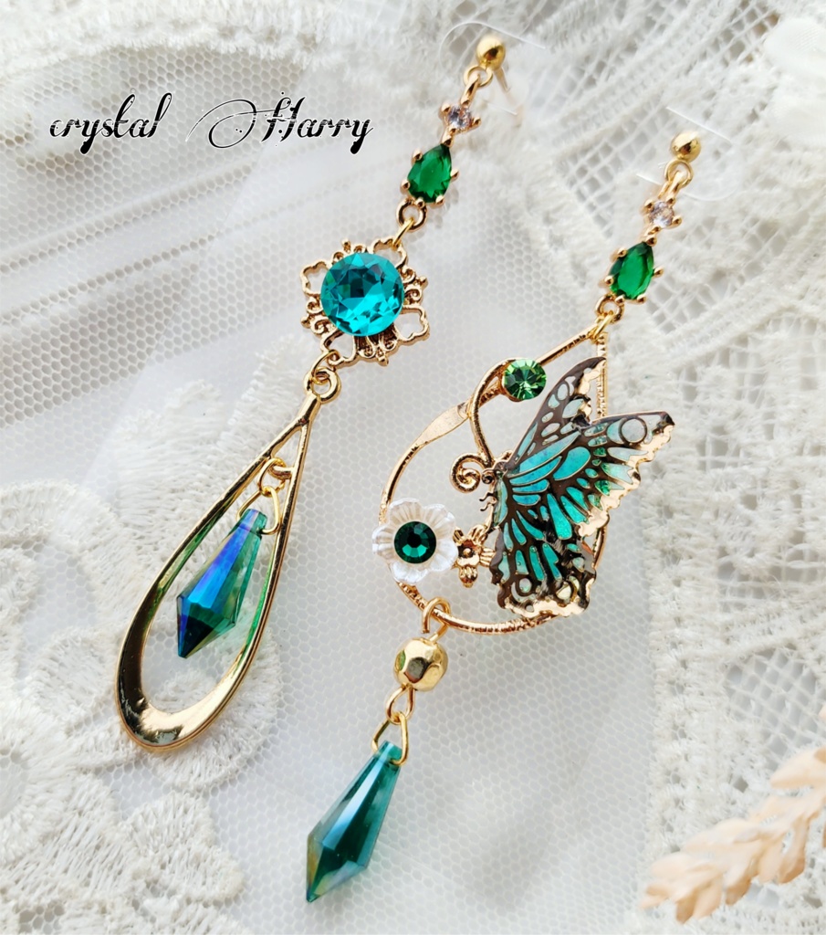 【華蝶雫の耳飾り】~翠~