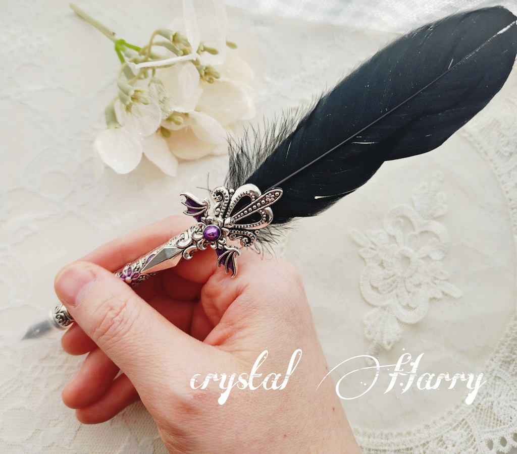 【紬物語の羽ペン】~銀紫~