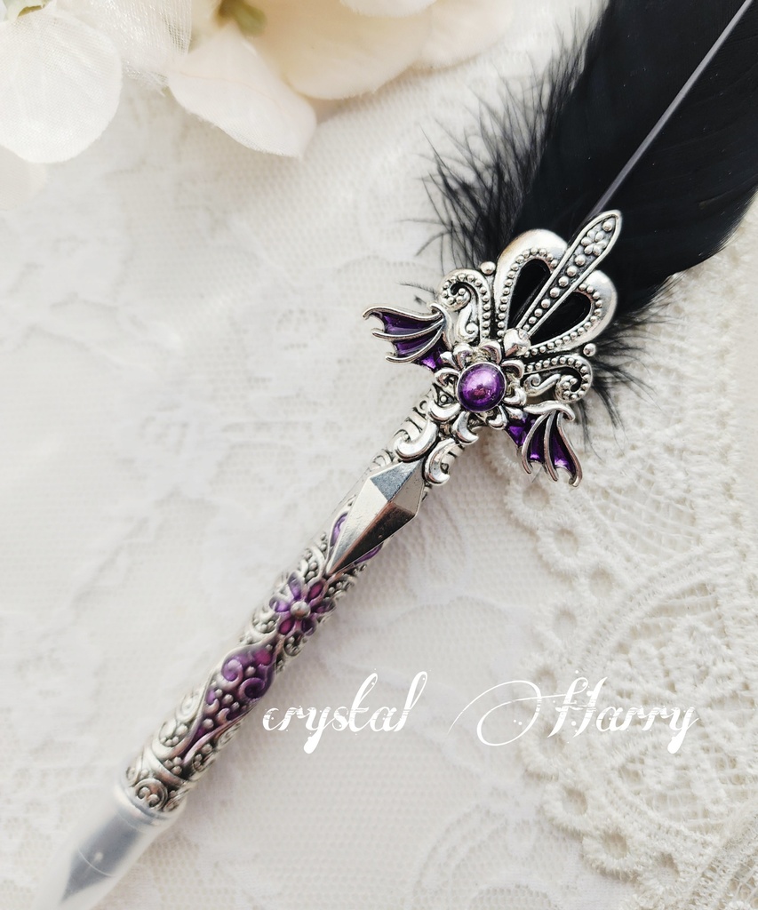 【紬物語の羽ペン】~銀紫~