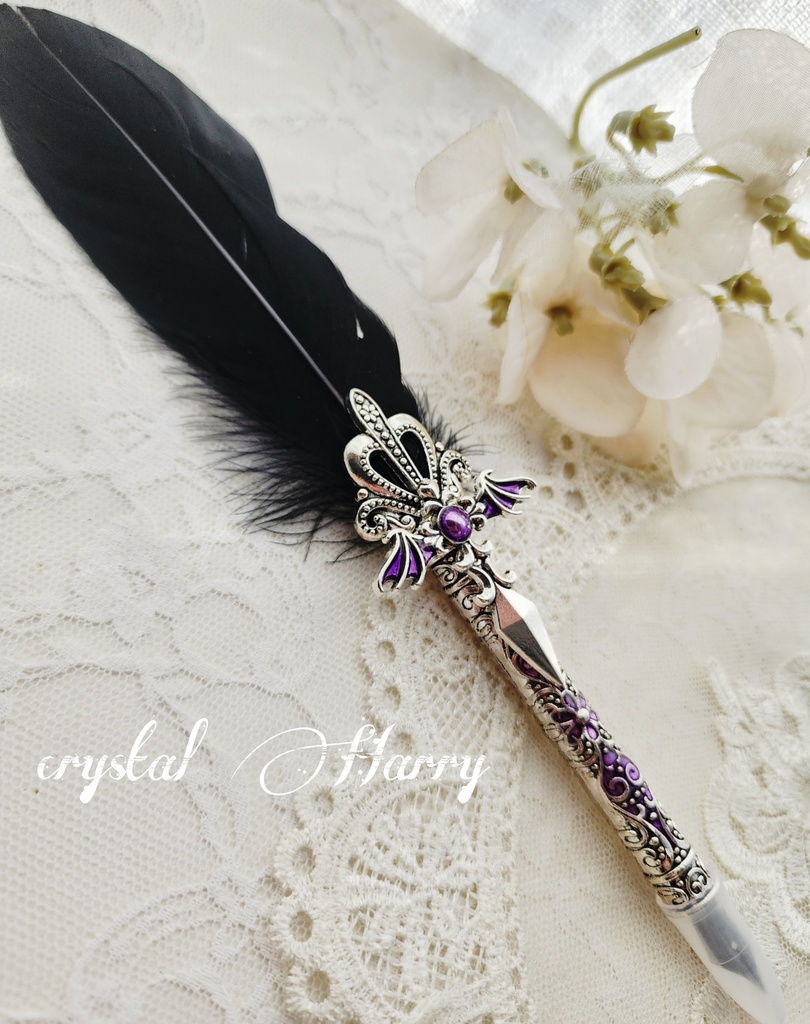 【紬物語の羽ペン】~銀紫~