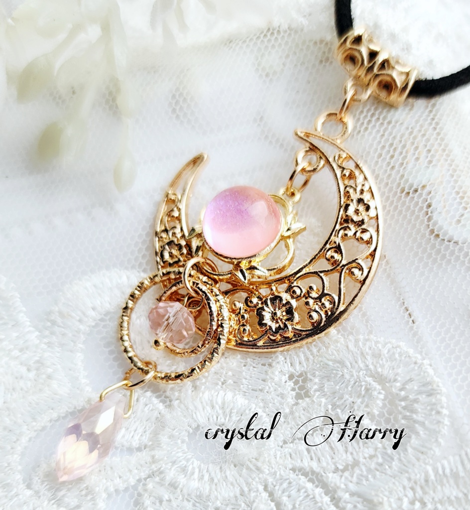 【月光宝石の首飾り】~桃~