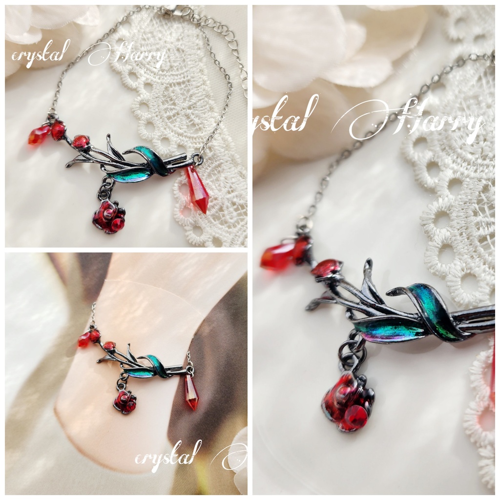 【夢薔薇のブレスレット】~黒赤薔薇~