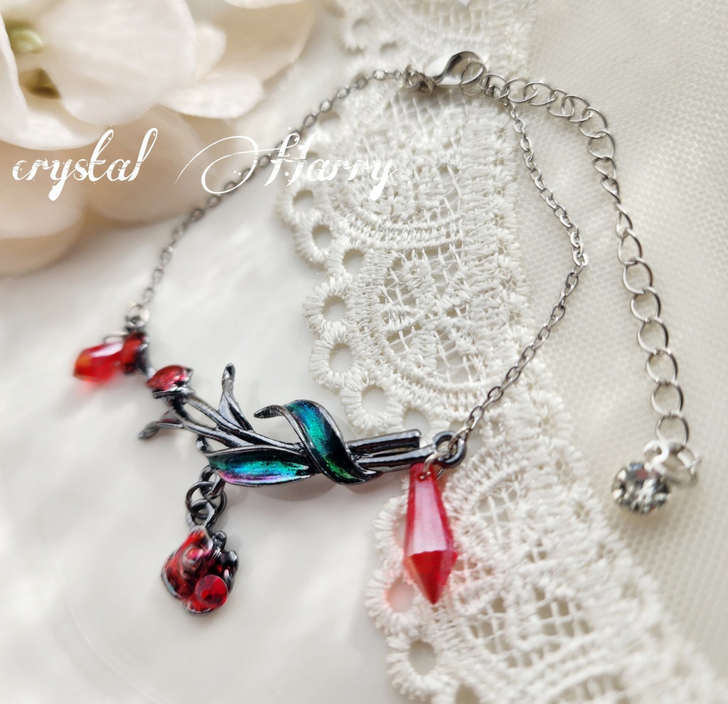 【夢薔薇のブレスレット】~黒赤薔薇~