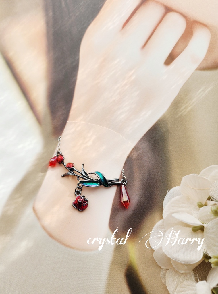 【夢薔薇のブレスレット】~黒赤薔薇~