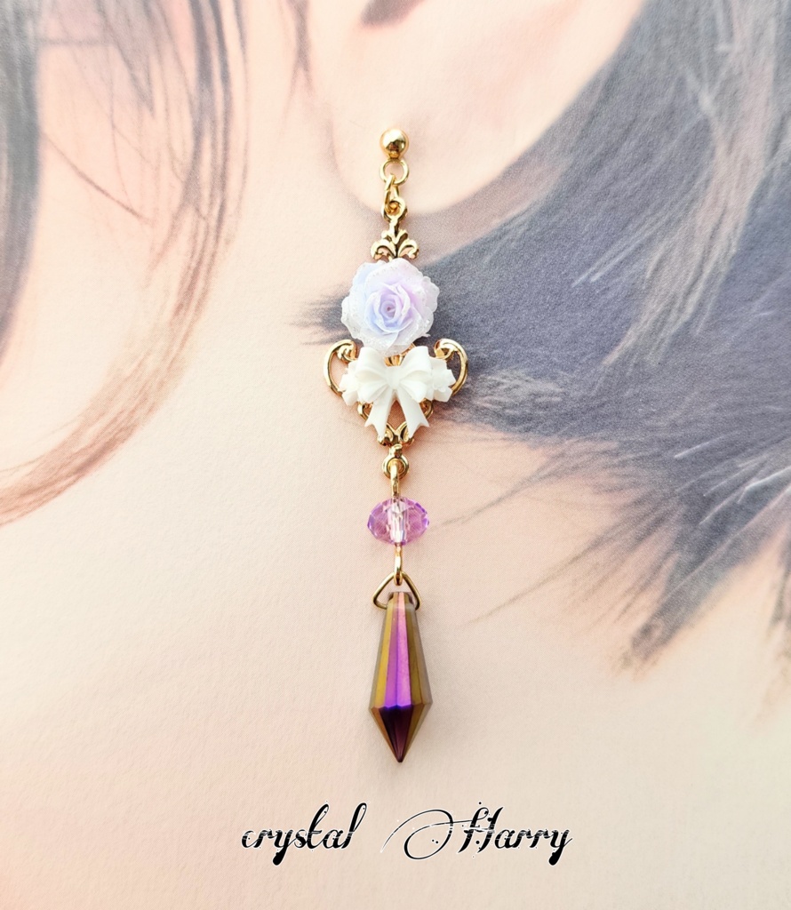 【薔薇結びの装飾品】~バイオレット~耳飾り
