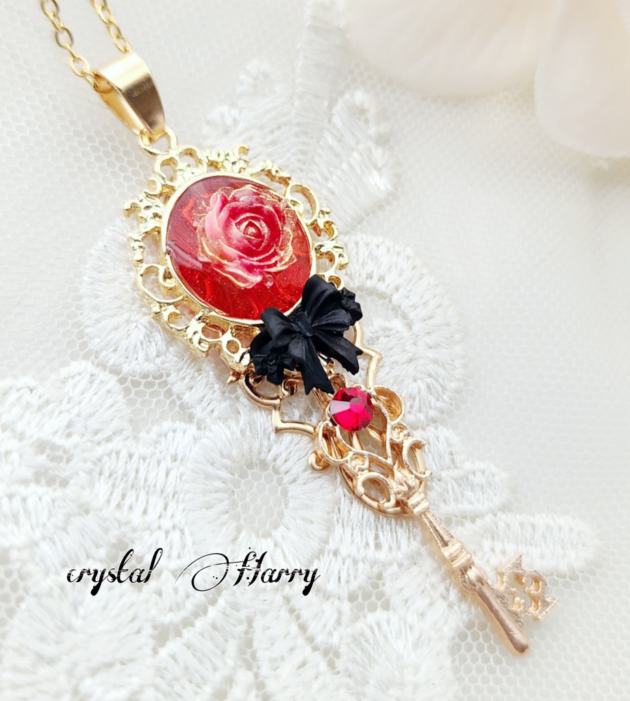 【薔薇結びの装飾品】~ロイヤルレッド~首飾り