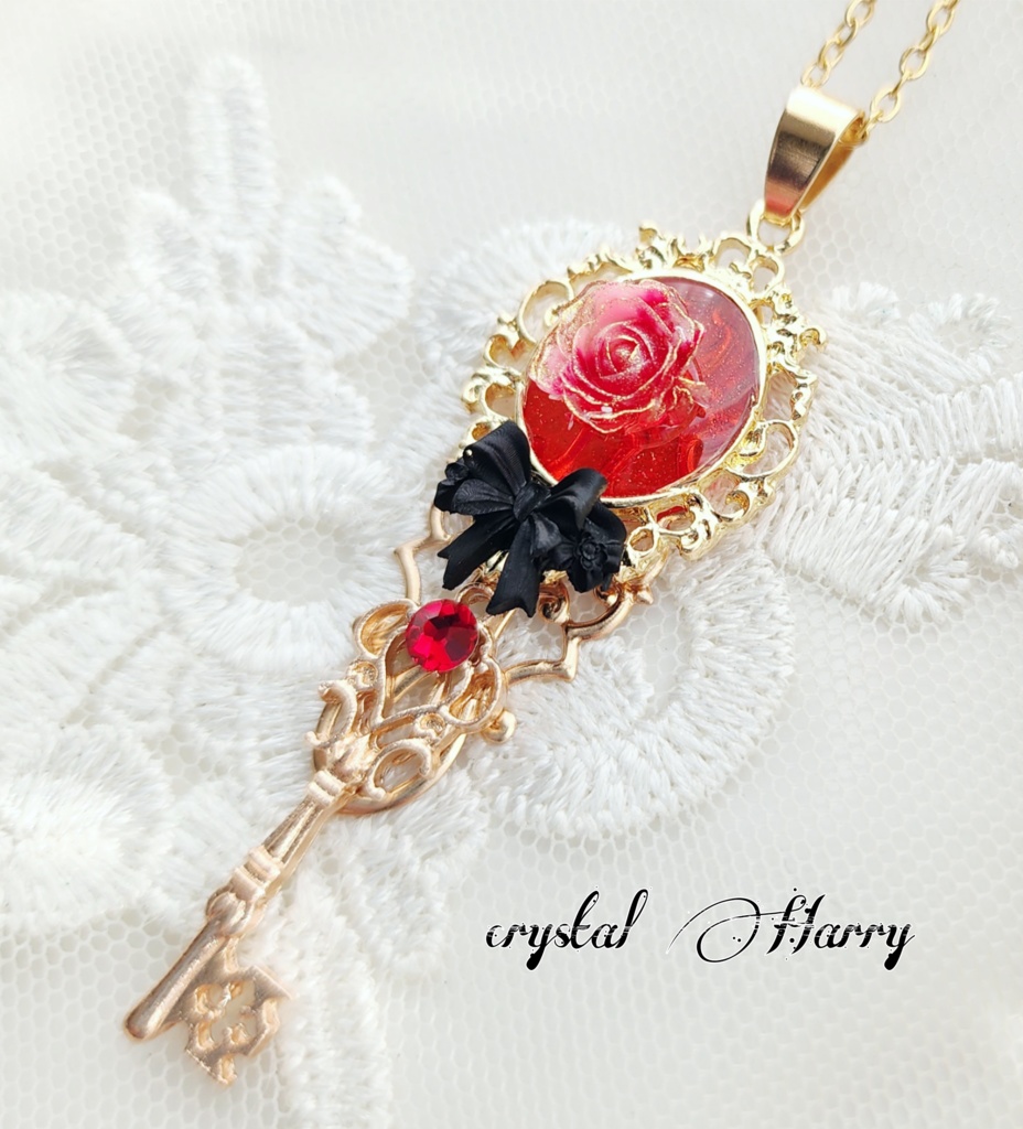 【薔薇結びの装飾品】~ロイヤルレッド~首飾り