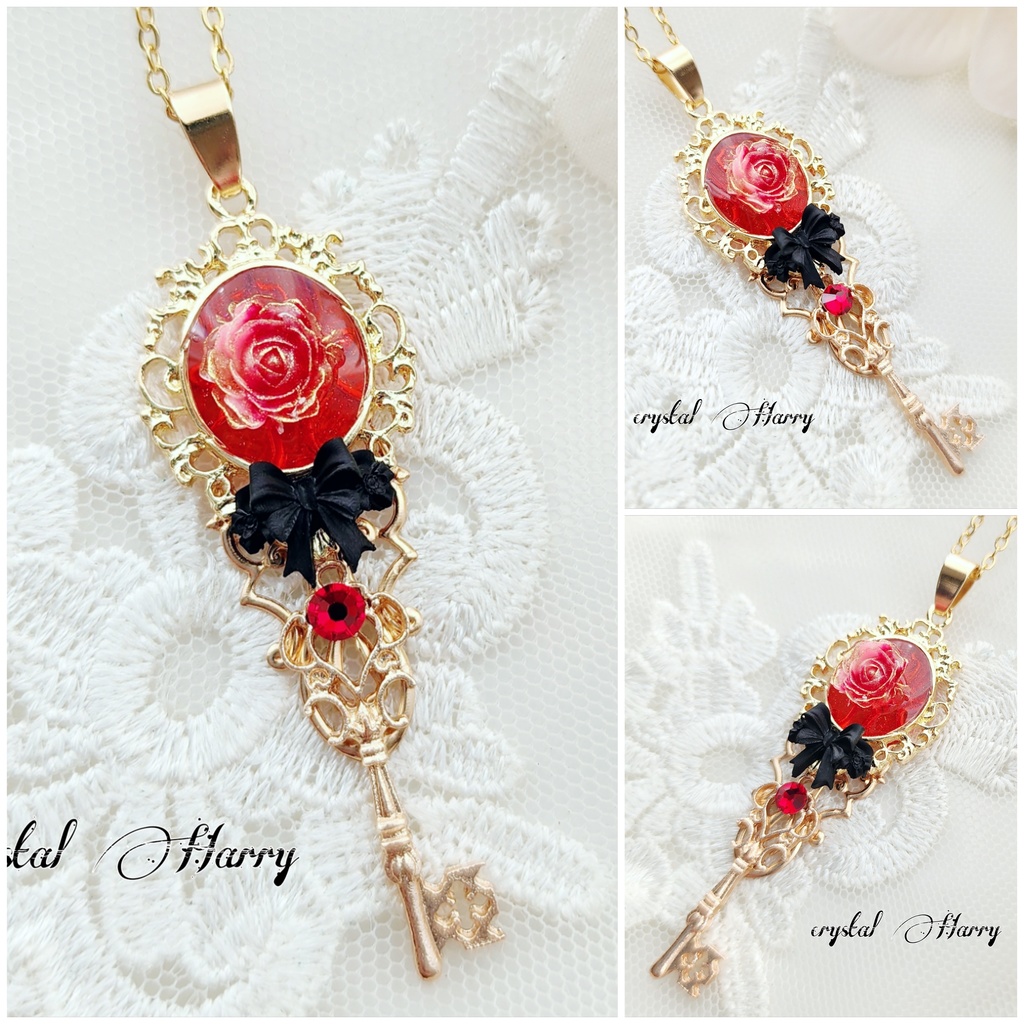 【薔薇結びの装飾品】~ロイヤルレッド~首飾り