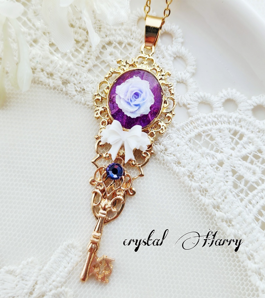 【薔薇結びの装飾品】~バイオレット~首飾り