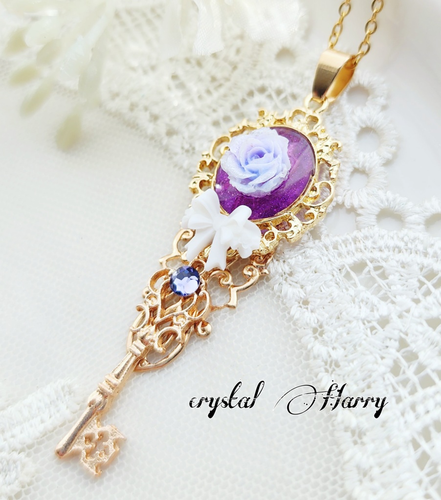 【薔薇結びの装飾品】~バイオレット~首飾り