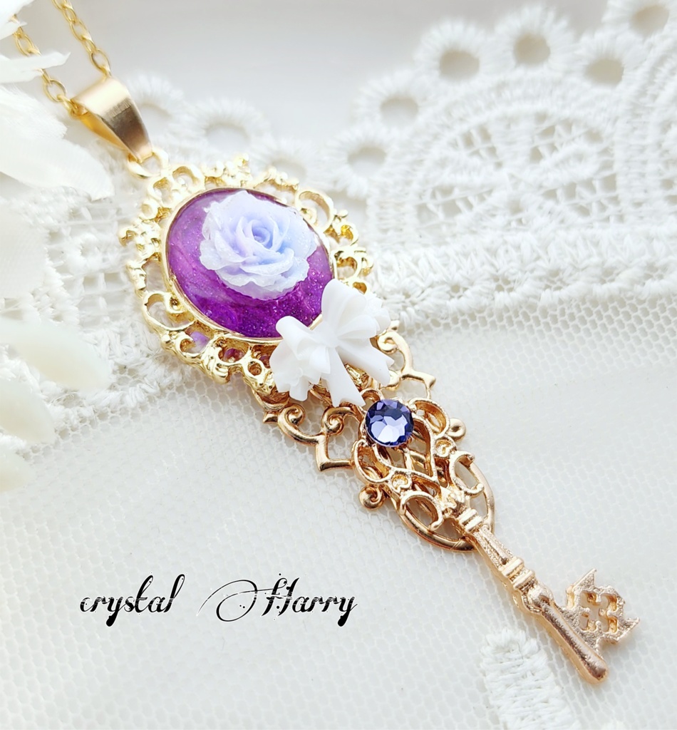 【薔薇結びの装飾品】~バイオレット~首飾り