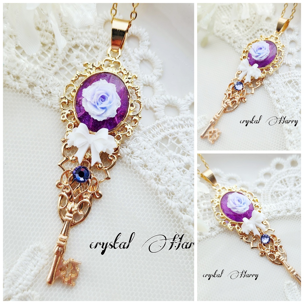 【薔薇結びの装飾品】~バイオレット~首飾り
