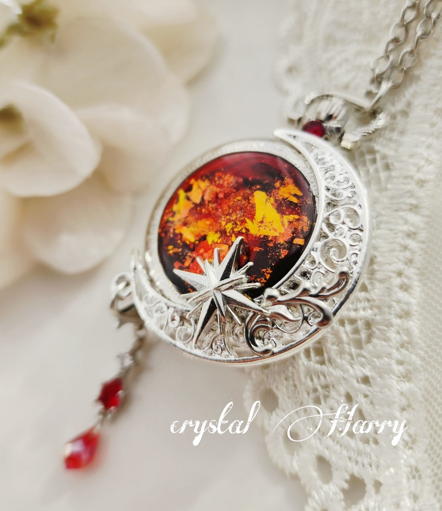 【色彩の懐中時計】~銀赤~⚠️本物懐中時計