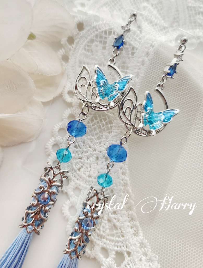 【雅蝶の耳飾り】~銀水蝶~