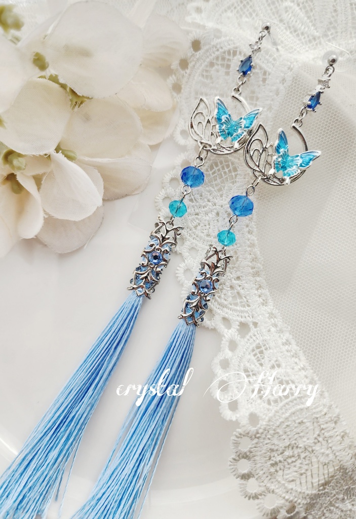 【雅蝶の耳飾り】~銀水蝶~