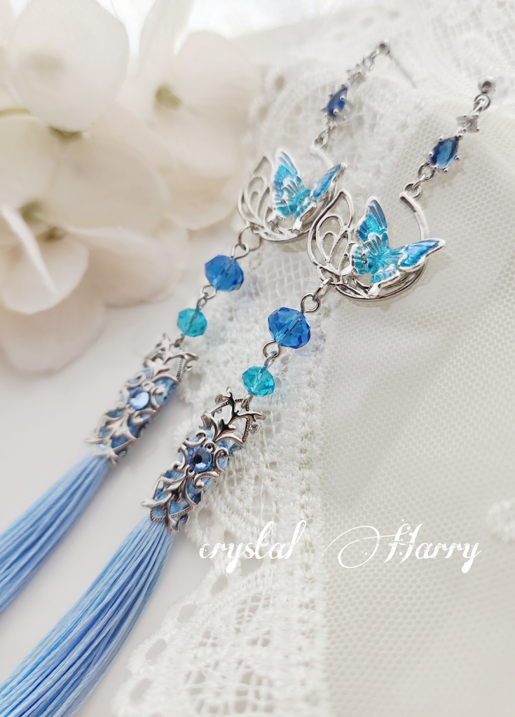 【雅蝶の耳飾り】~銀水蝶~