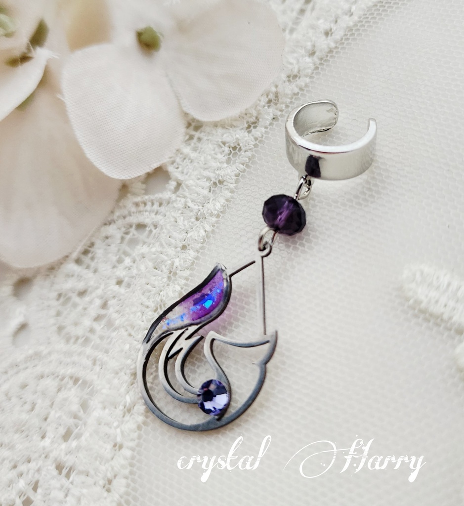 【管狐の耳飾り】~銀紫~イヤーカフ