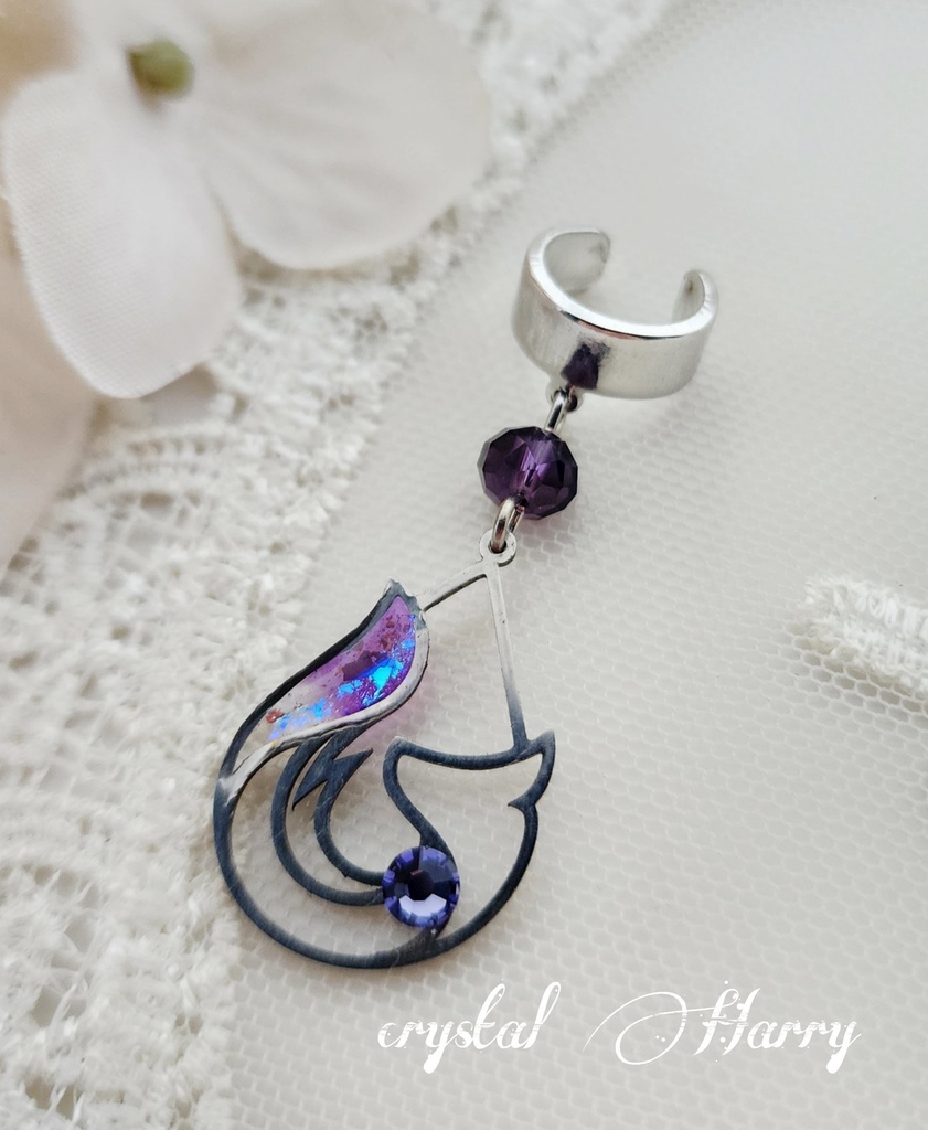 【管狐の耳飾り】～銀紫～イヤーカフ