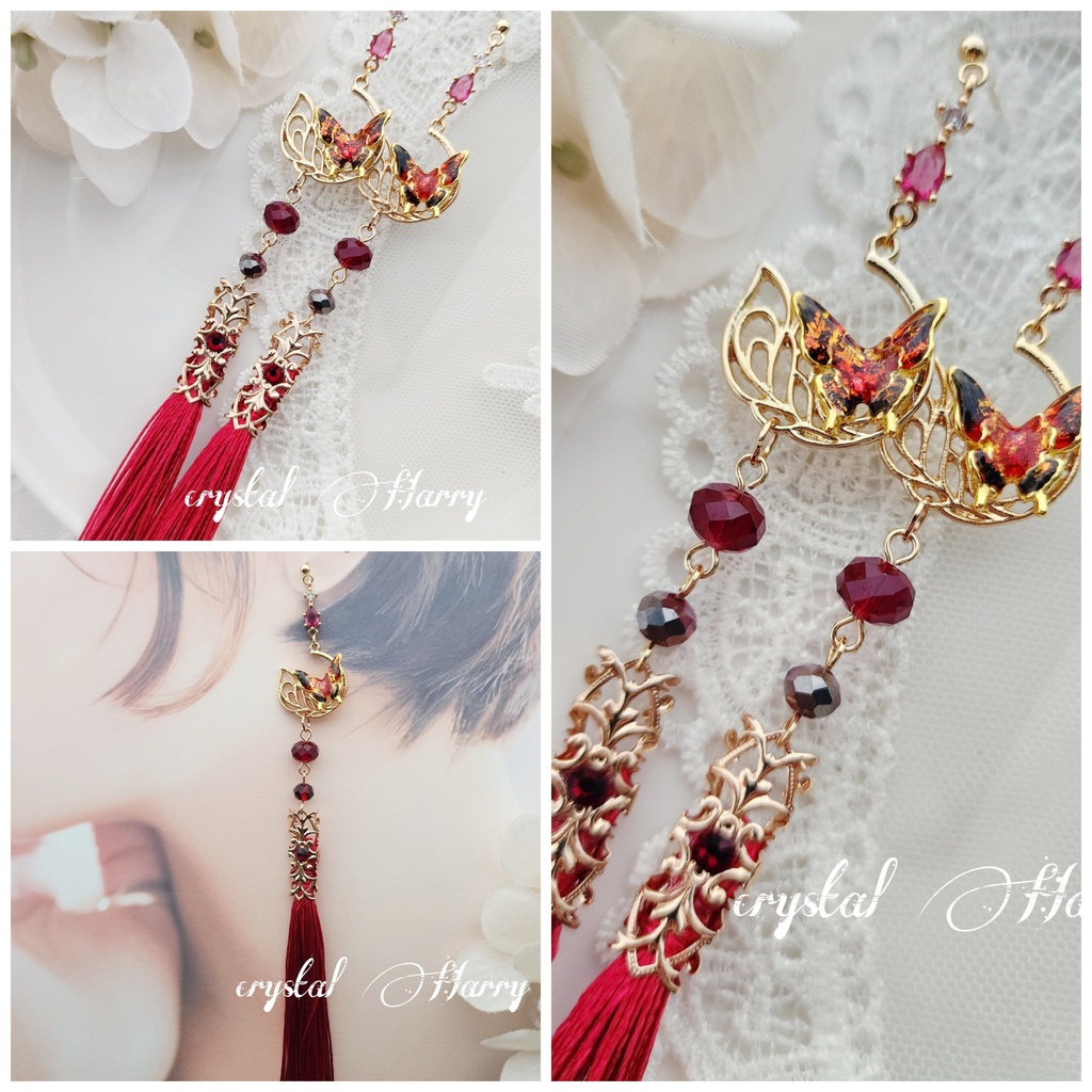 【雅蝶の耳飾り】～金赤黒蝶～