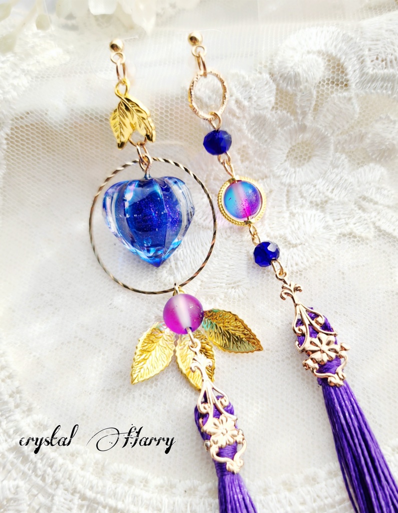 【鬼灯結晶の耳飾り】~蒼紫の鬼灯~