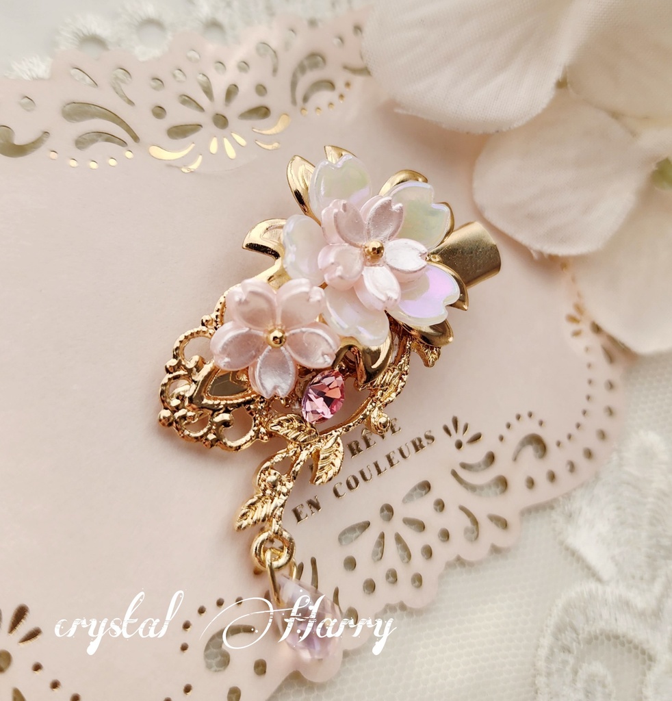 【華桜の髪飾り】~金桜~ミニヘアクリップ