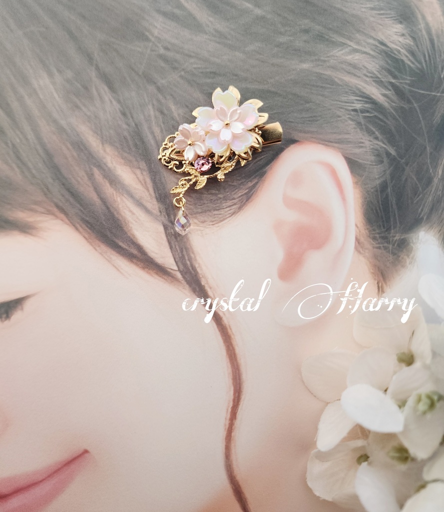 【華桜の髪飾り】~金桜~ミニヘアクリップ